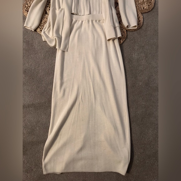Vintage Blushe Impressions Cream Merino Wool Skirt and Top Set Size M - Picture 2 of 11